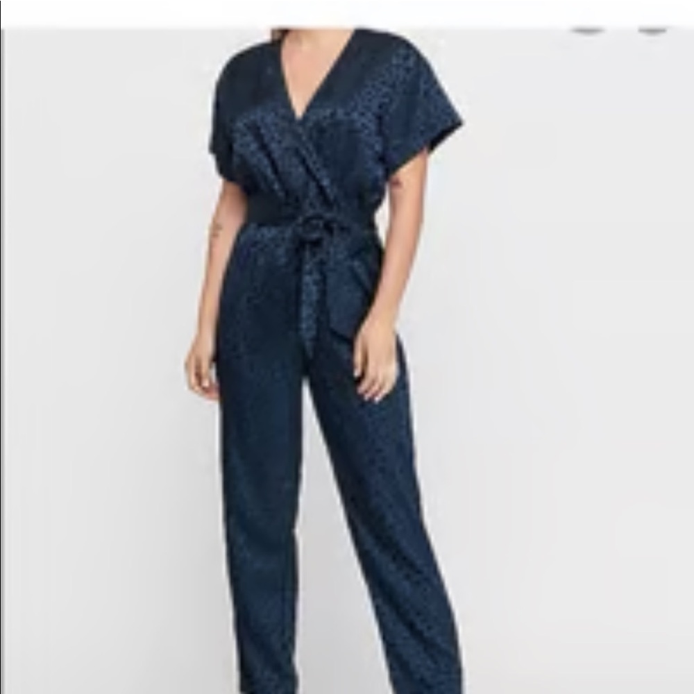 EXPRESS jumpsuit- navy blue leopard print